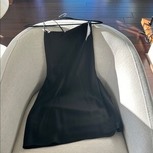 BOA Satin Tie Back Mini Dress in black